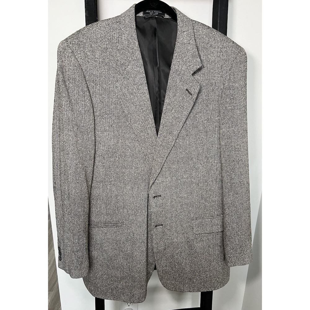 VINTAGE BLACK & WHITE BERT PULITZER 100% SILK SPORT COAT  44L blazer suit jacket
